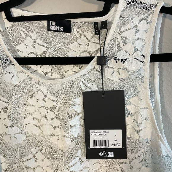 The Kooples White Fitted Cropped Tank Top - Picture 3 of 3